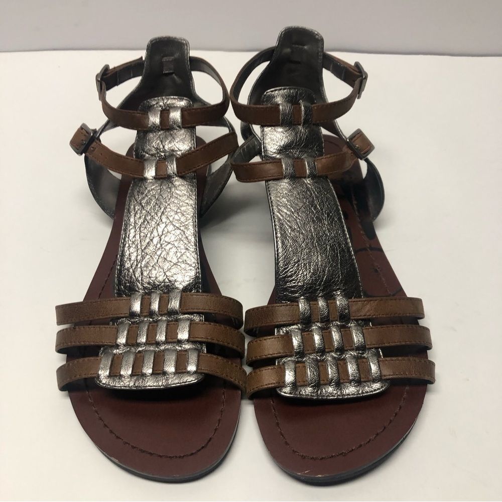 DV by Dolce Vita Leather Upper Double BuckleUp Retro Flat Sandals Women’s Size 7